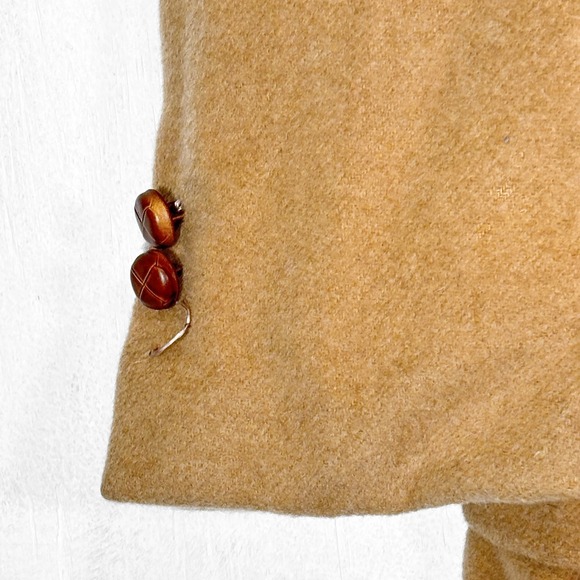 VTG 80s Sasson Camel Blazer Mens 46L Soft Textured Sport Coat Classic Academia - Picture 6 of 9